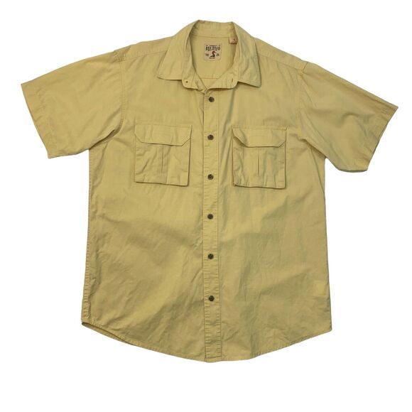 RedHead Shirt Mens L Large Pale Yellow Button Up Short Sleeve Fishing Utility - Picture 1 of 11